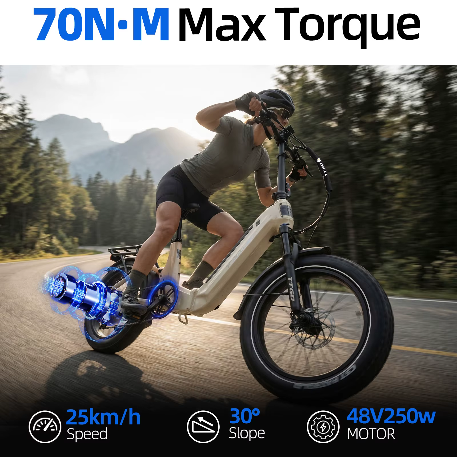 Bicicleta Eléctrica F7 Plegable de Montaña con Neumáticos Gruesos - imagen 5