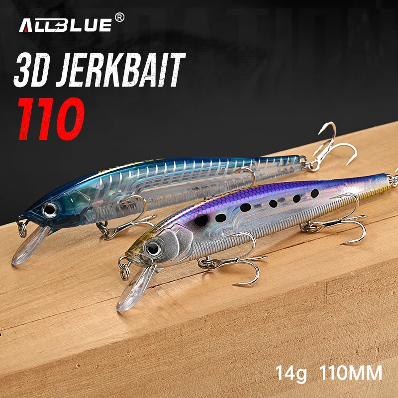 Señuelo ALLBLUE 3D Jerkbait Wobbler 110 mm para lubina y lucio - imagen 2