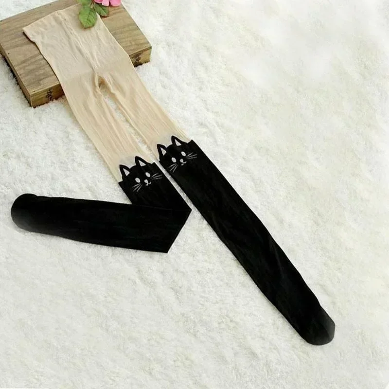 Calcetines largos con estampado de gato – Medium hasta el muslo, diseño veraniego - imagen 5