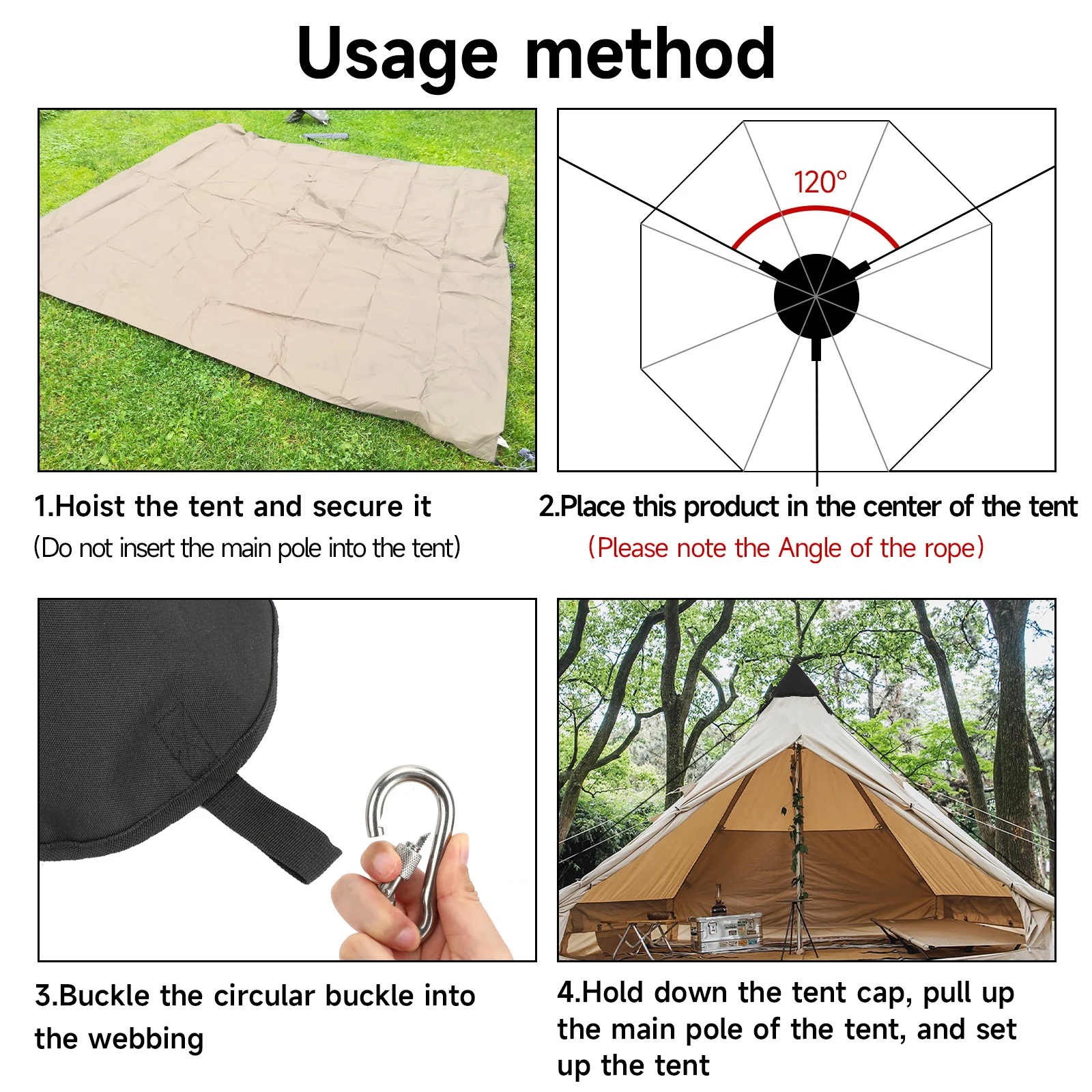 Tapa domo impermeable para carpa con hebilla autoblocante Sanlike Yurt - imagen 5