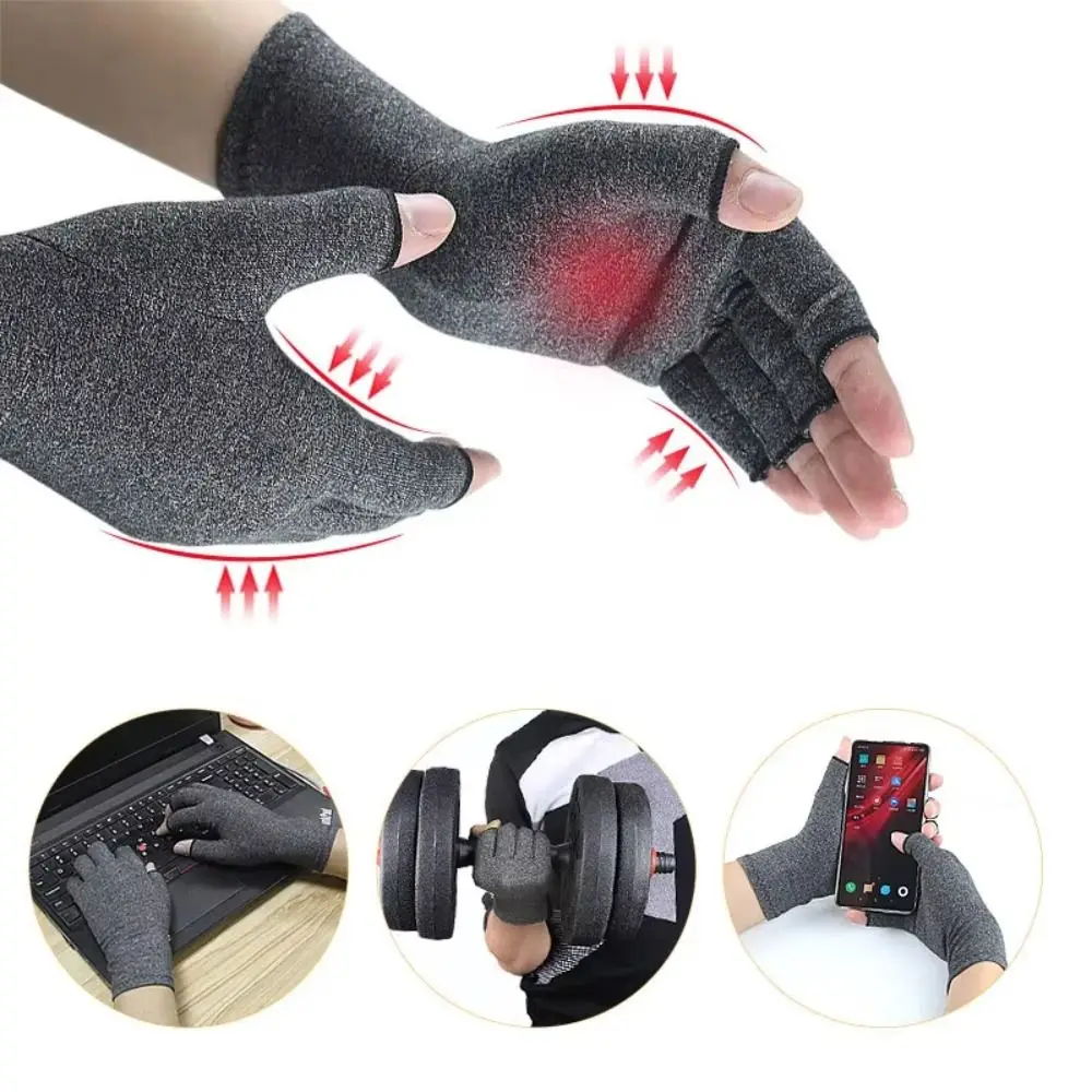 Detalle del material y ajuste de los guantes de compresión
