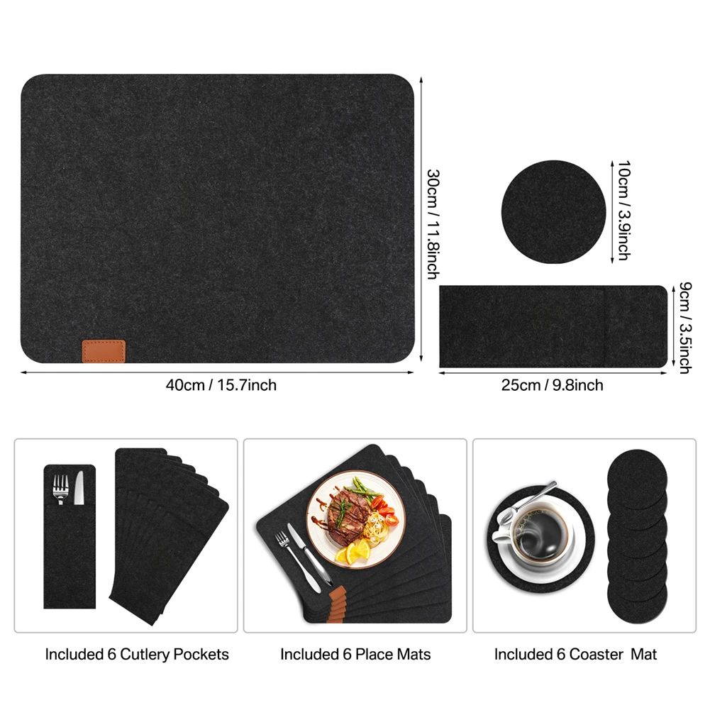 Manteles individuales y posavasos de fieltro lavable, con bolsita - imagen 5