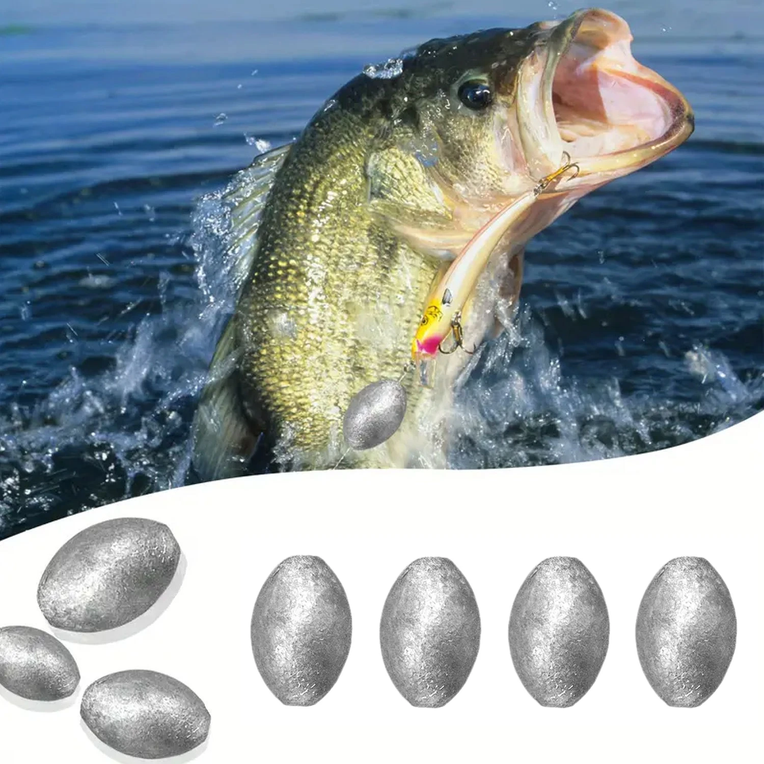 Plomos de pesca en uso con aparejo montado