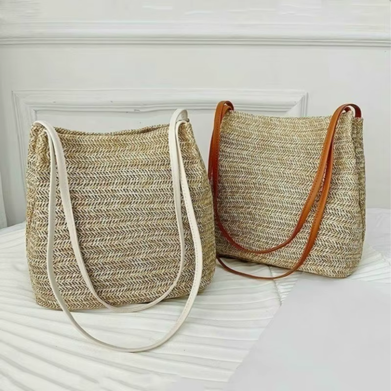 Cesta de Mimbre Playa Grande – Bolso Tejido Cruzado de Verano