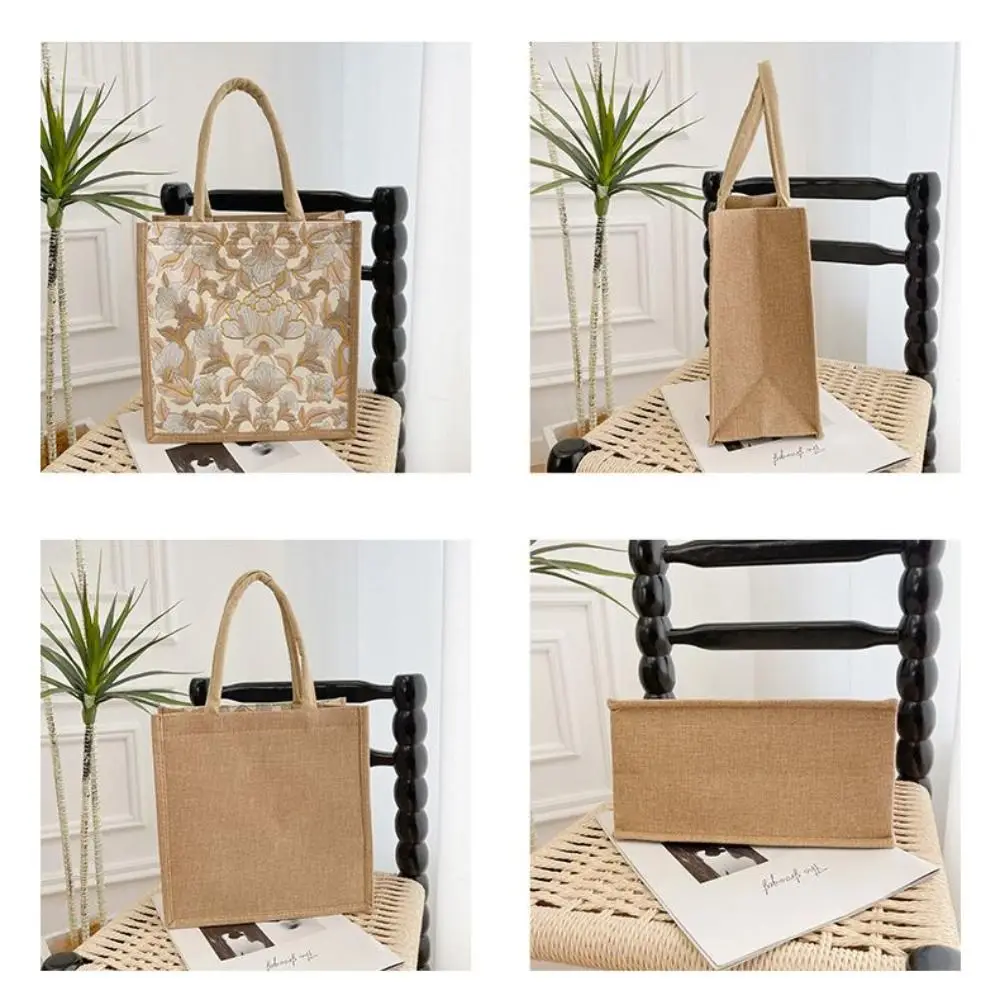 Bolsa de mano de lona ligera bordado floral gran capacidad - imagen 2