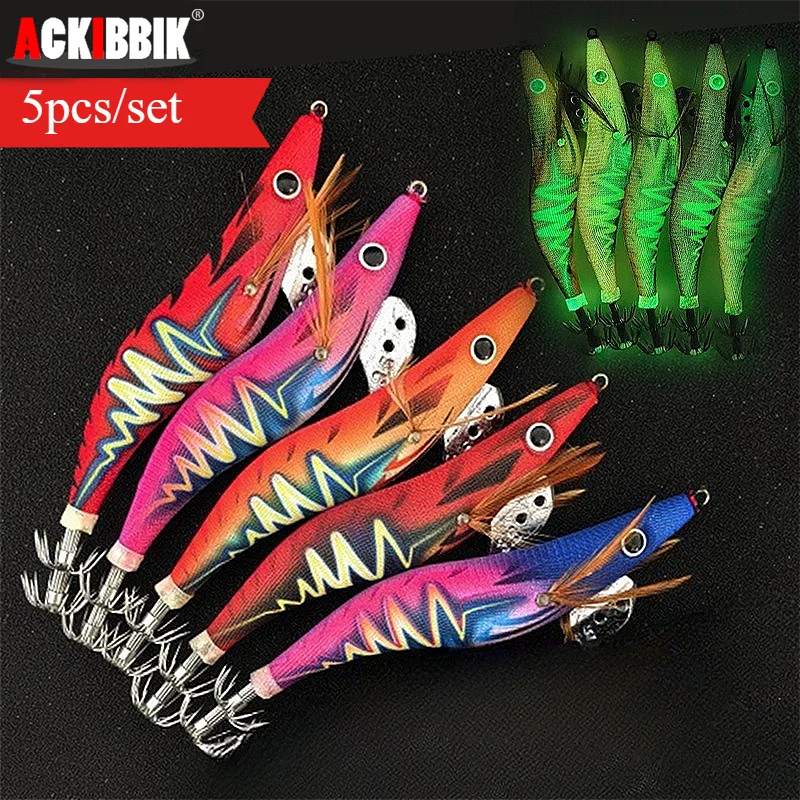 Ackibbik Señuelo luminoso de gambas tipo hard bait, anzuelo calamar - imagen 4