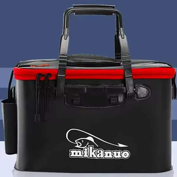 Cubo collapsible para peces vivos – Asa EVA y bolsillo lateral para pesca - imagen 3