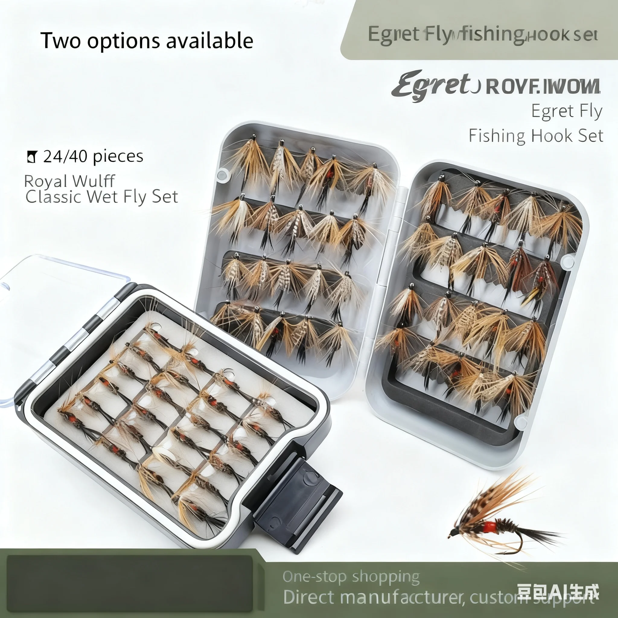 Caja moscas de pesca secas y húmedas para lubina, trucha - imagen 5