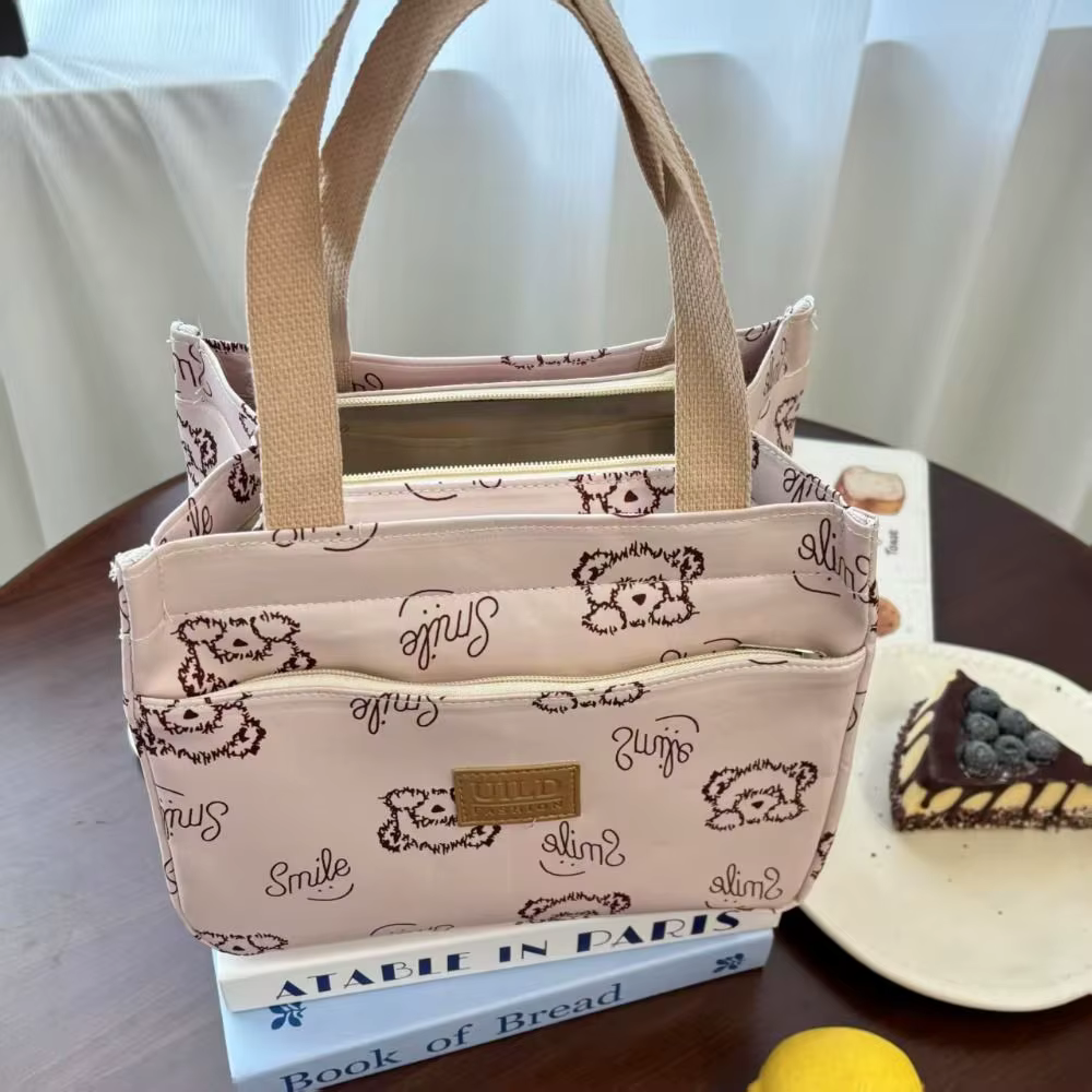 Bolsa térmica para almuerzo de lona impermeable con mariposas - imagen 3