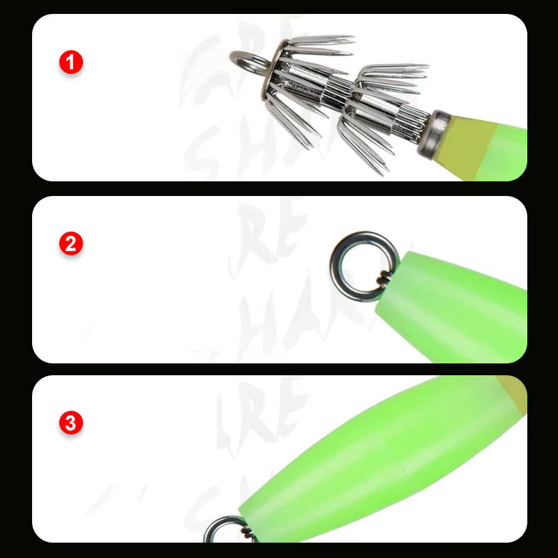 Jig Calamar Glow Anzuelo 3/0 Vinilo Mar Pesca - imagen 5