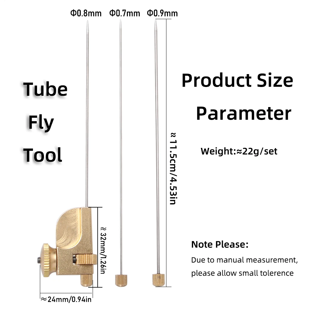 Wifreo Kit de herramientas para moscas de tubo con 3 agujas de acero