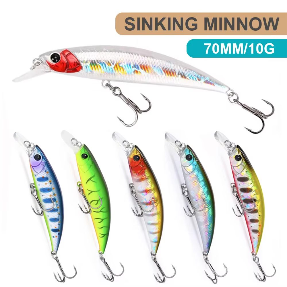 Señuelo Minnow 70 mm de Hundimiento Lento para Trucha y Lubina