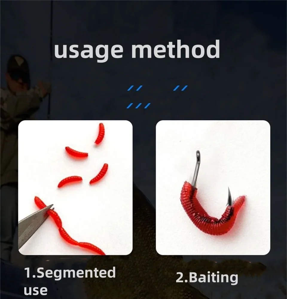 Vinilo gusano rojo aromático para pesca de lubina marina - imagen 4