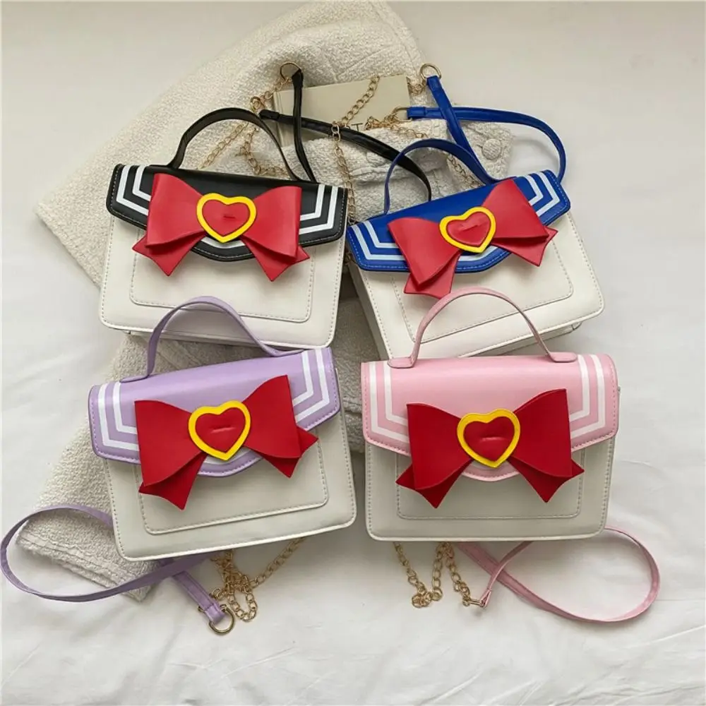 Bolso bandolera piel sintética Kawaii con cadena y lazo de hombro - imagen 3