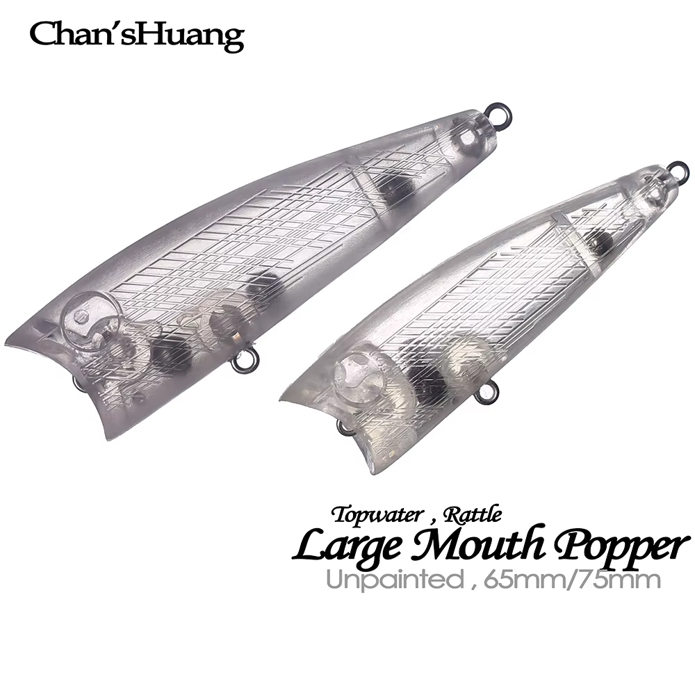 Popper Chan'sHuang Blanco Señuelo Superficie Hecho a Mano