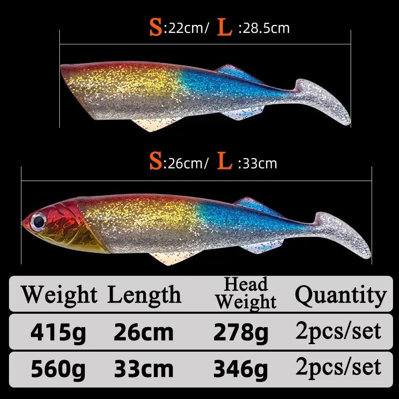 Leurre Señuelo suave cola en T para pesca de curricán - imagen 2