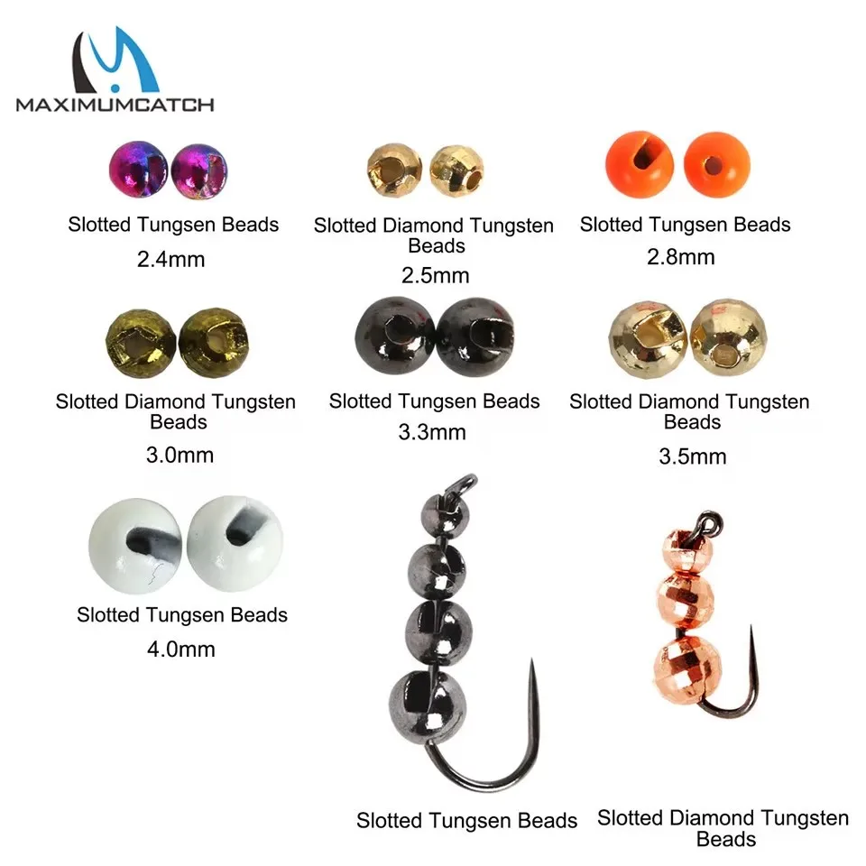 Maximumcatch Cuentas de tungsteno ranuradas multicolor para ninfas con cabeza de latón - imagen 2