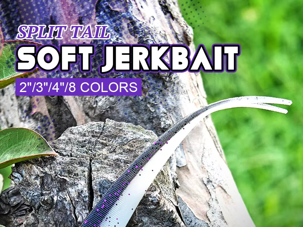 Spinpoler Fluke Soft Jerk Minnow Split Tail — Cebo suave realista para depredadores