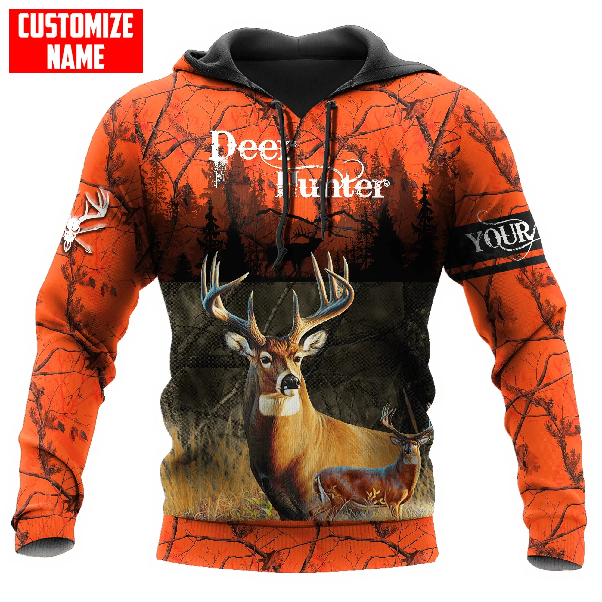 Sudadera con capucha y cremallera camuflaje naranja KJ960 - imagen 3
