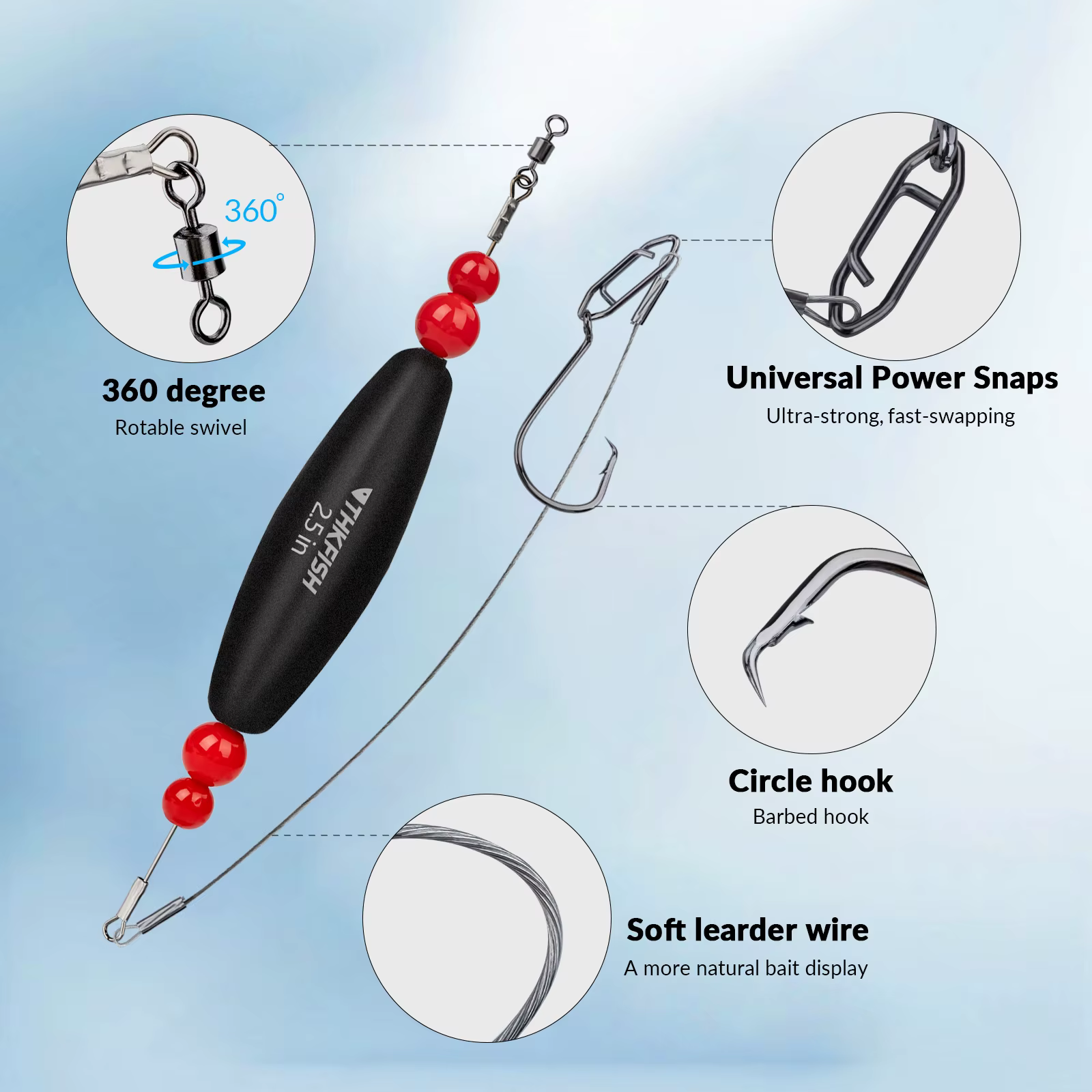 THKFISH Flotador deslizante de EVA para siluro con anzuelo circular