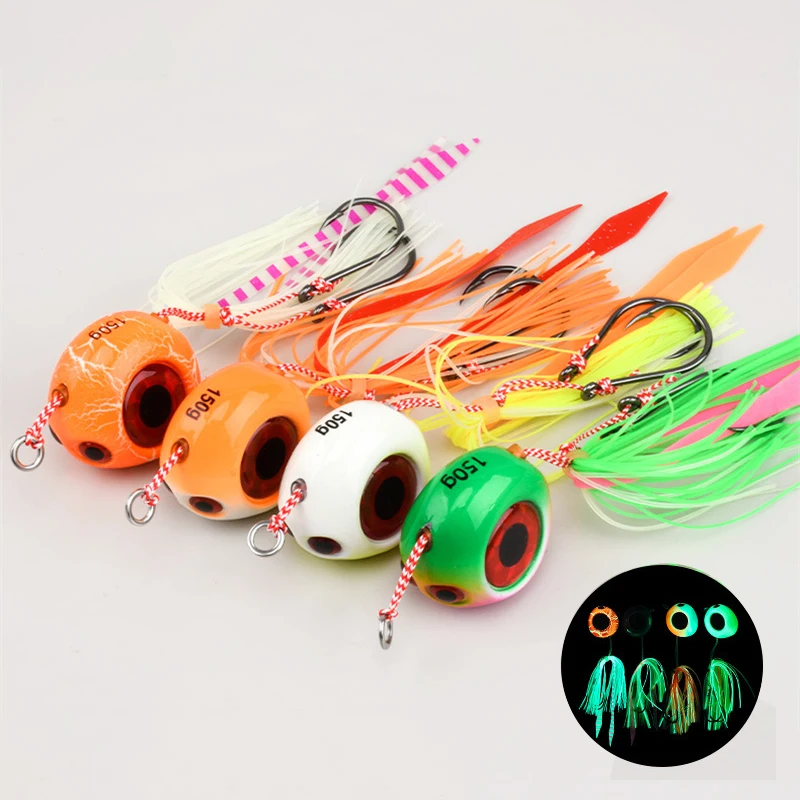Jighead Tenya luminoso con falda goma de camarón para agua salada - imagen 5