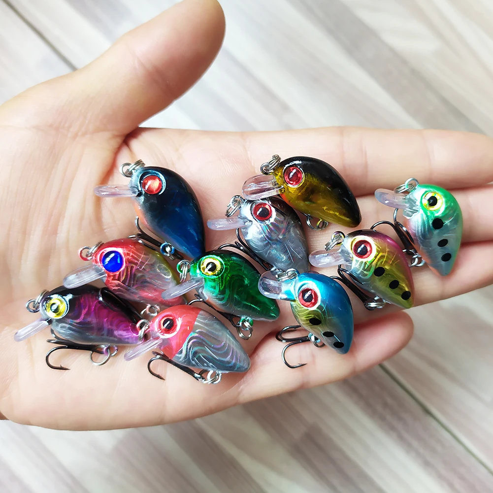 Crankbait pequeño con ojos realistas y anzuelos para pesca - imagen 3