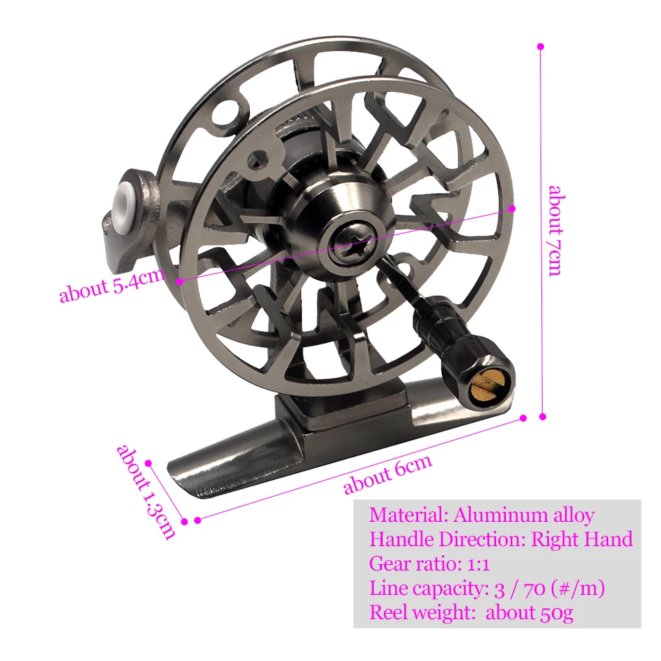 MNFT Carrete Pesca Hielo Aluminio Ultraligero Mosca Invierno - imagen 2