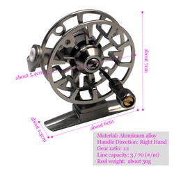 MNFT Carrete Pesca Hielo Aluminio Ultraligero Mosca Invierno