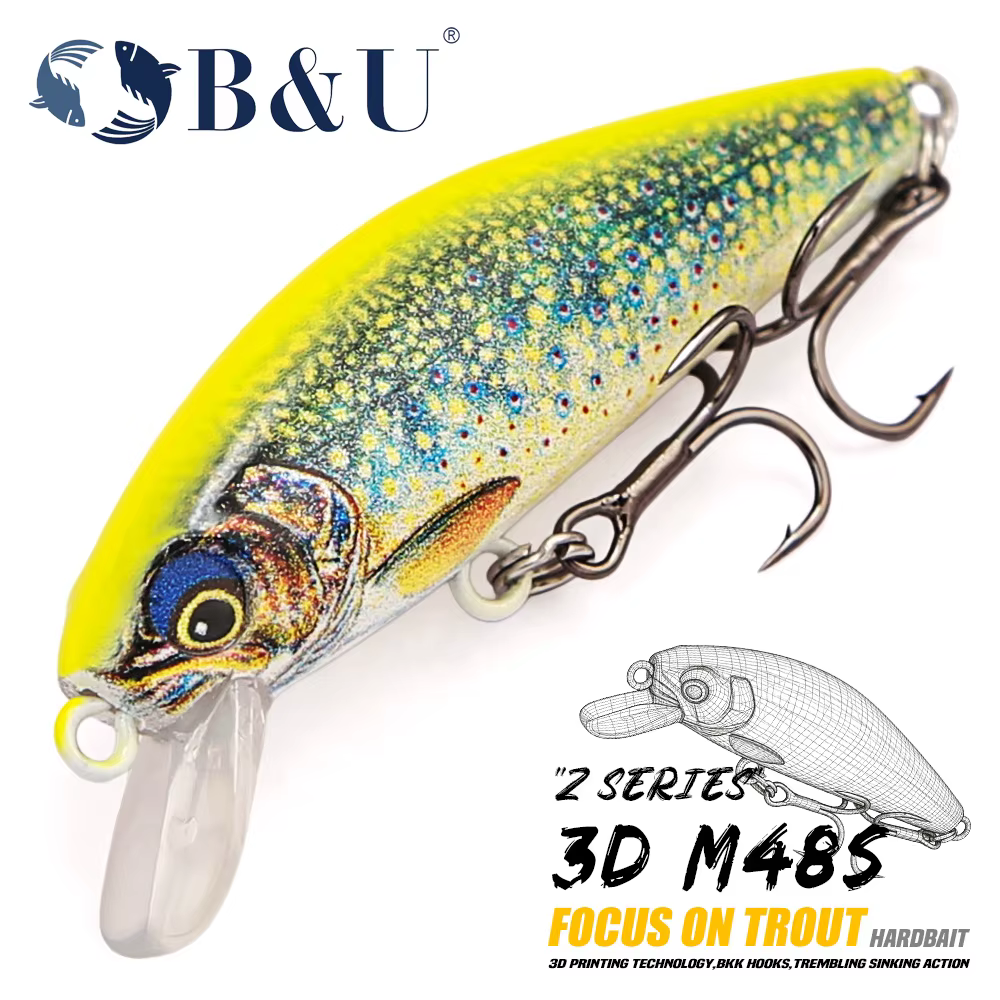 Señuelo Minnow B&U 48mm Hundimiento Rápido para Trucha - imagen 3