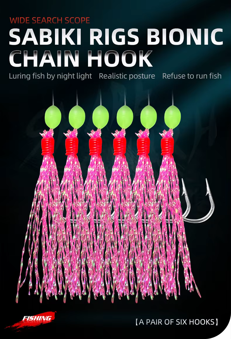 Aparejos ShareShark de pesca con cuentas brillantes