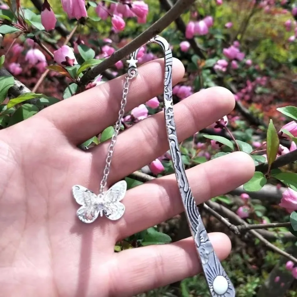 Marcapáginas metálico fluorescente con libélula y mariposa - imagen 5