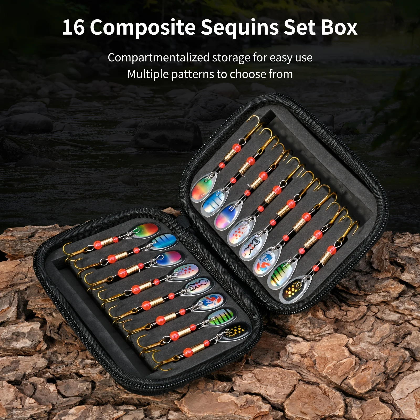 Kit de 16 señuelos metálicos giratorios tipo cuchara para pesca de lucio