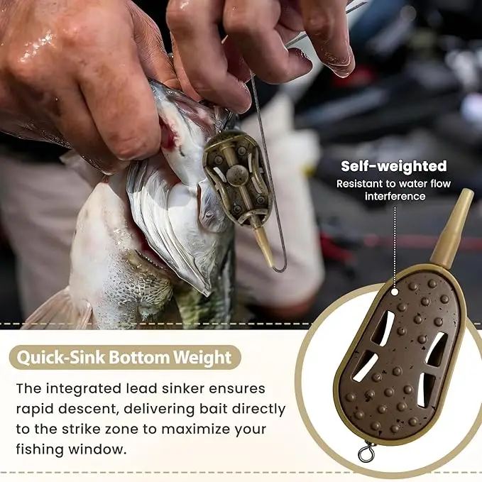 Juego completo de comederos planos en línea YOTO para pesca de carpa