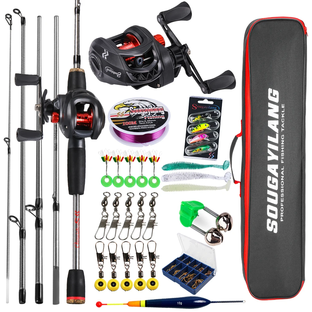 Sougayilang Caña Baitcasting 5 secciones con Carrete Aluminio