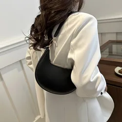 Bolso Bandolera Mujer Cuero PU Forma Luna Gran Capacidad Color Sólido