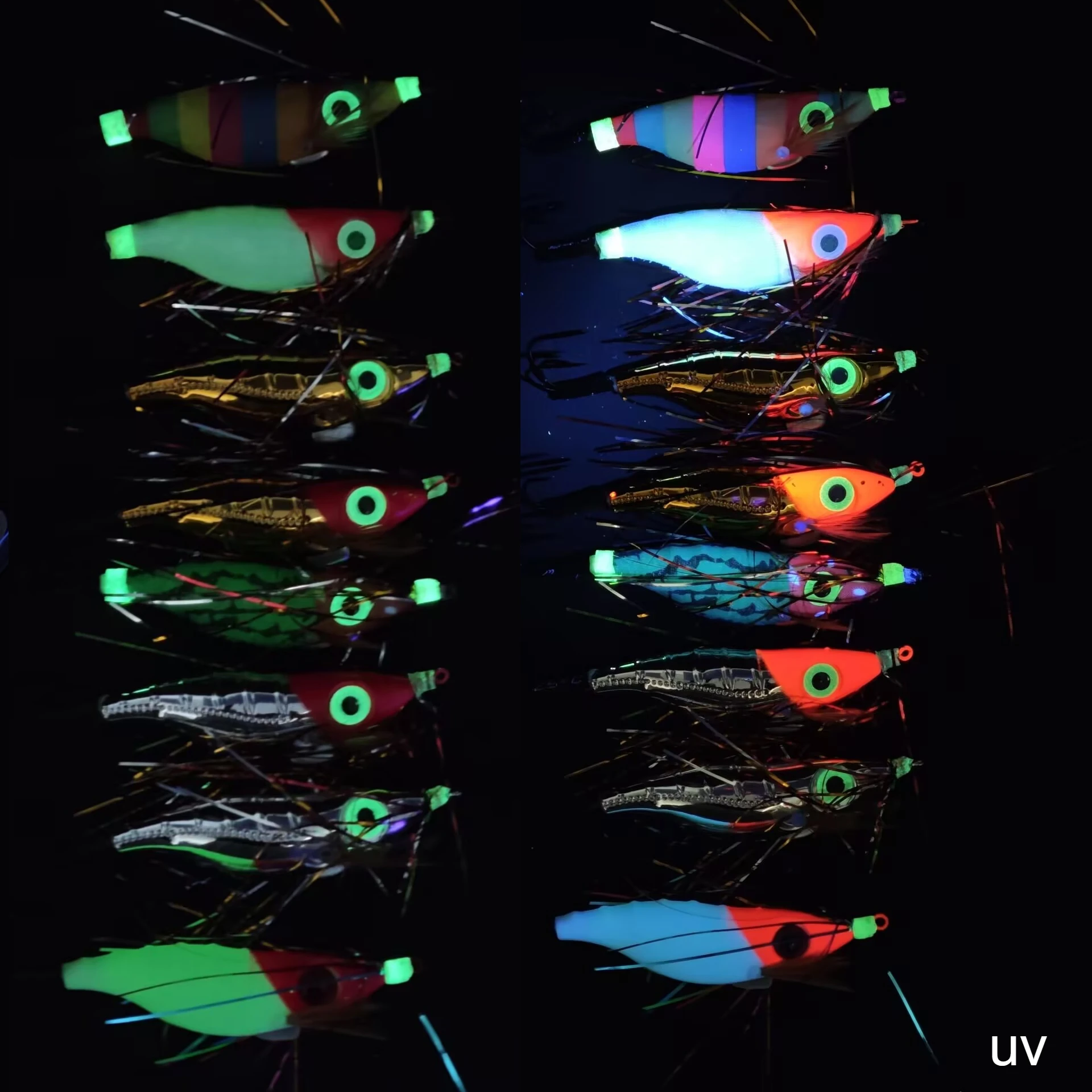 Señuelos Egi de calamar luminosos estilo camarón con anzuelos paraguas - imagen 5