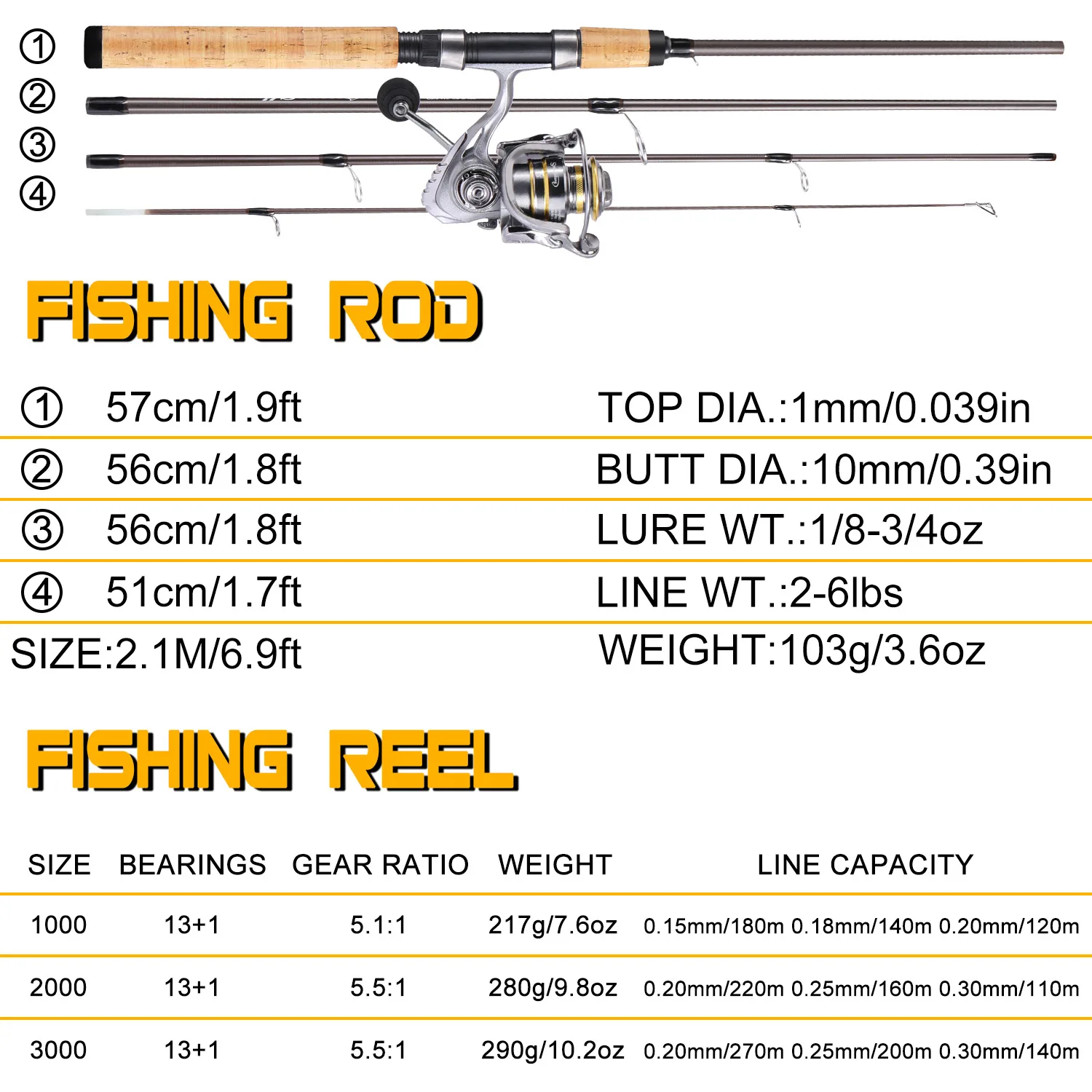 Sougayilang juego de caña y carrete ultraligero carbono para pesca precisa 5.1:1 - imagen 3