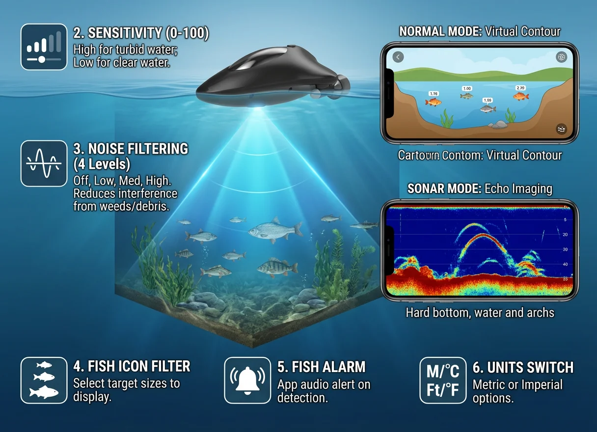 Buscador de peces WiFi con sonda y control remoto para pesca - imagen 5