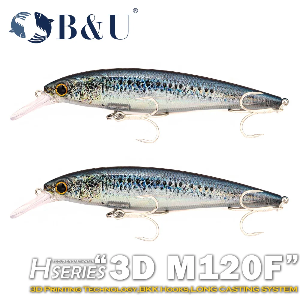 Señuelos Flotantes Jerkbait B&U con anzuelos BKK para agua salada - imagen 2