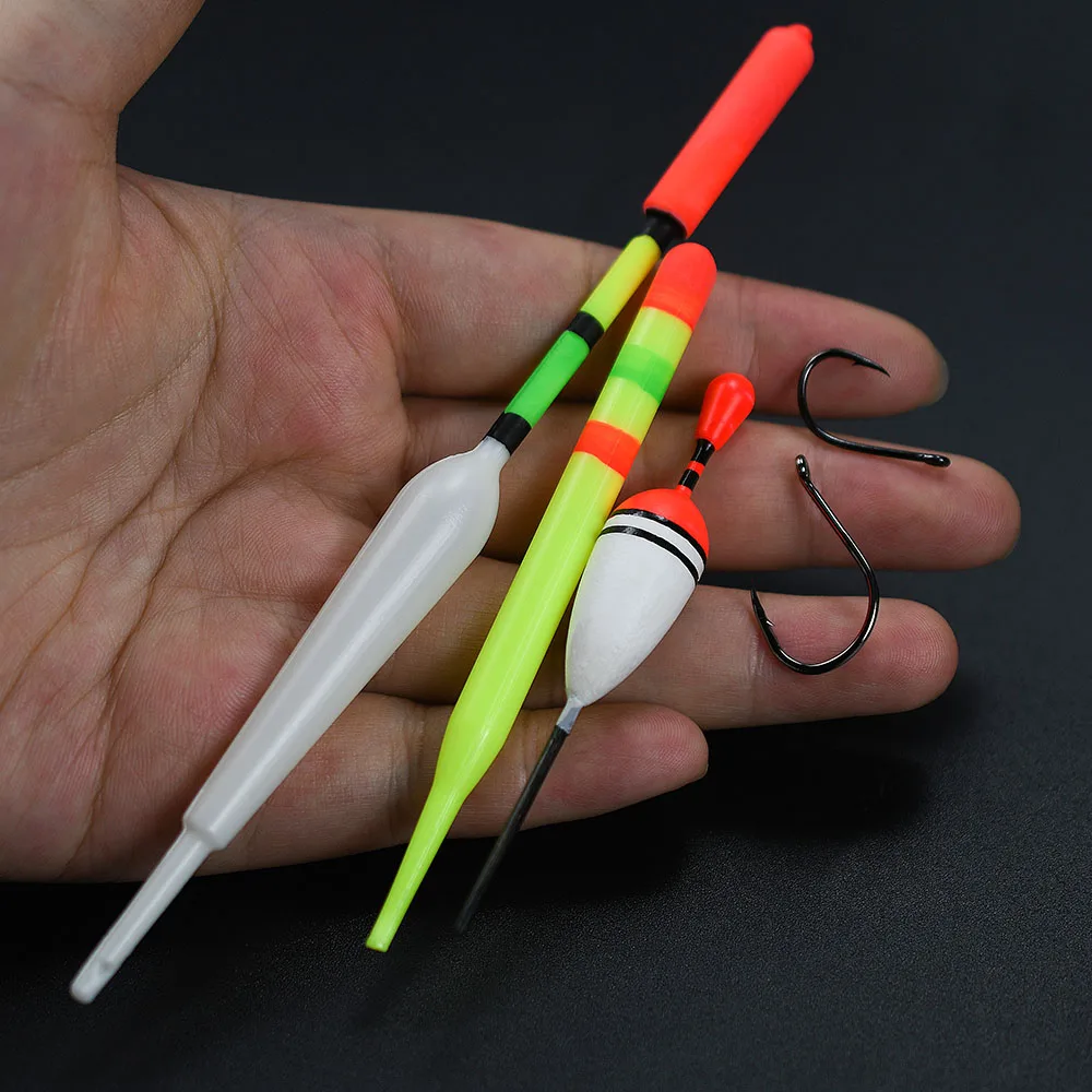 Kit de flotadores de pesca de varios tamaños con ganchos y accesorios - imagen 4