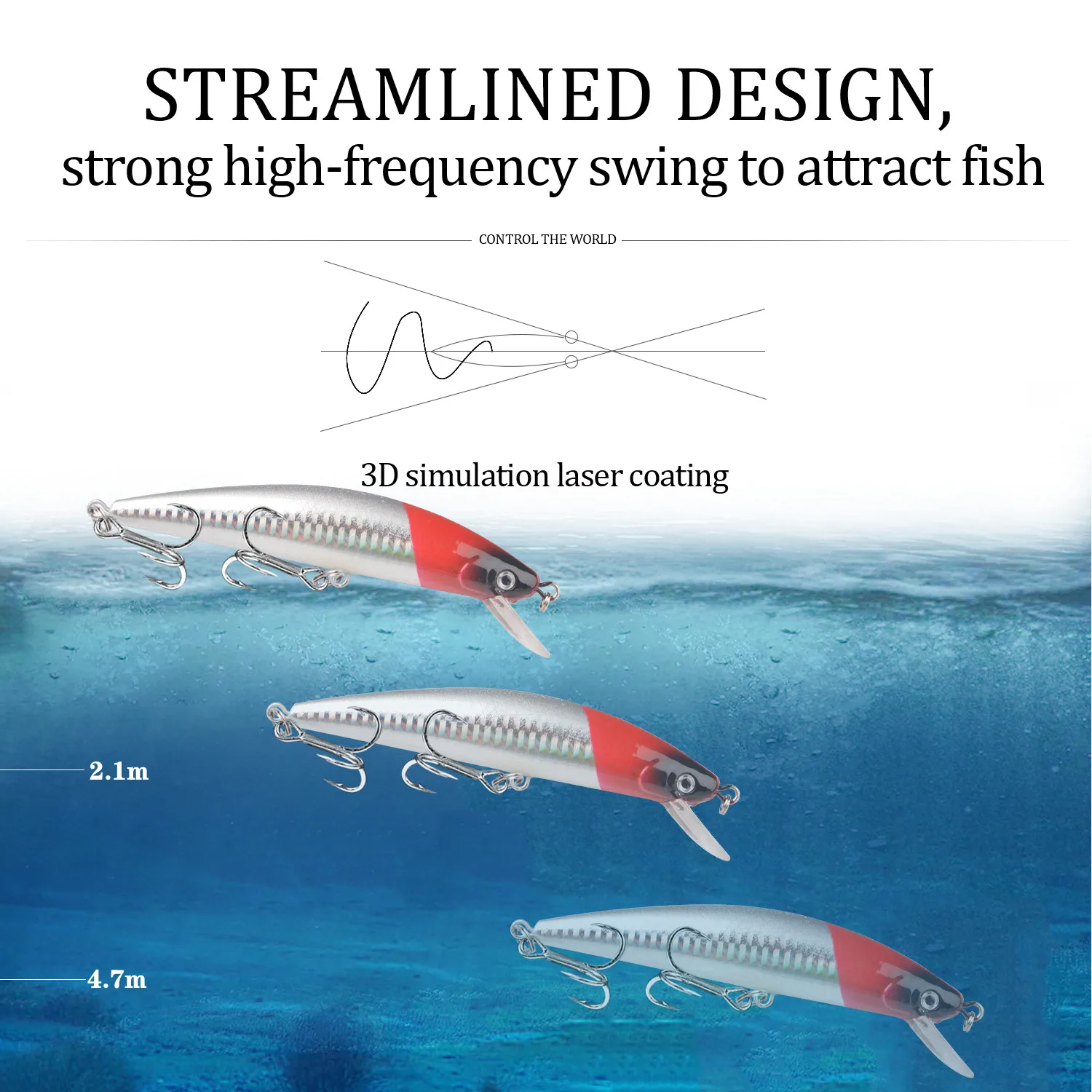 Señuelo crankbait hundiéndose para lucio – pececillo artificial - imagen 2