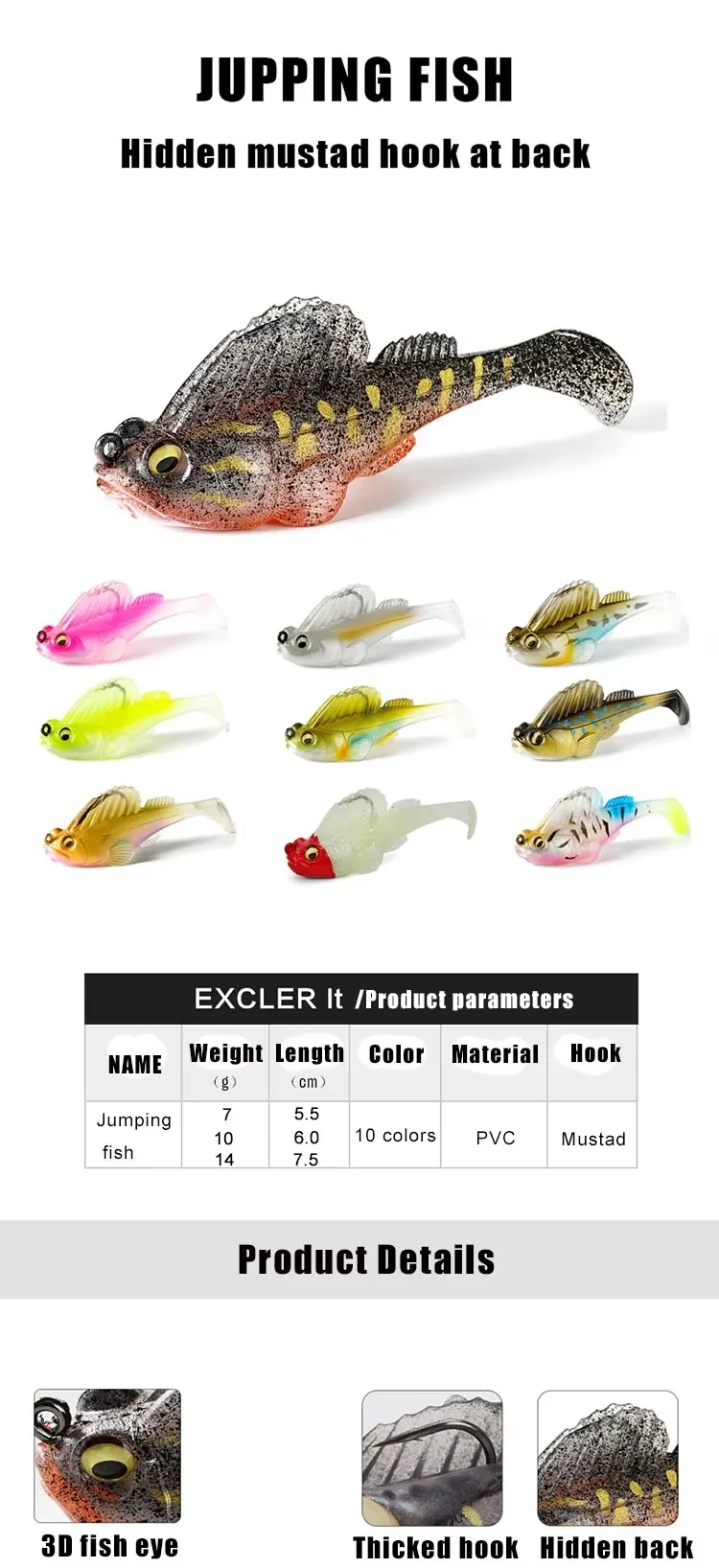 Señuelo de pesca suave WEIHE con forma de pez y un solo gancho