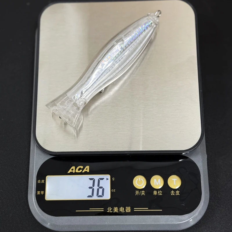 Popper sin pintar para agua salada, 120 mm y 36 g