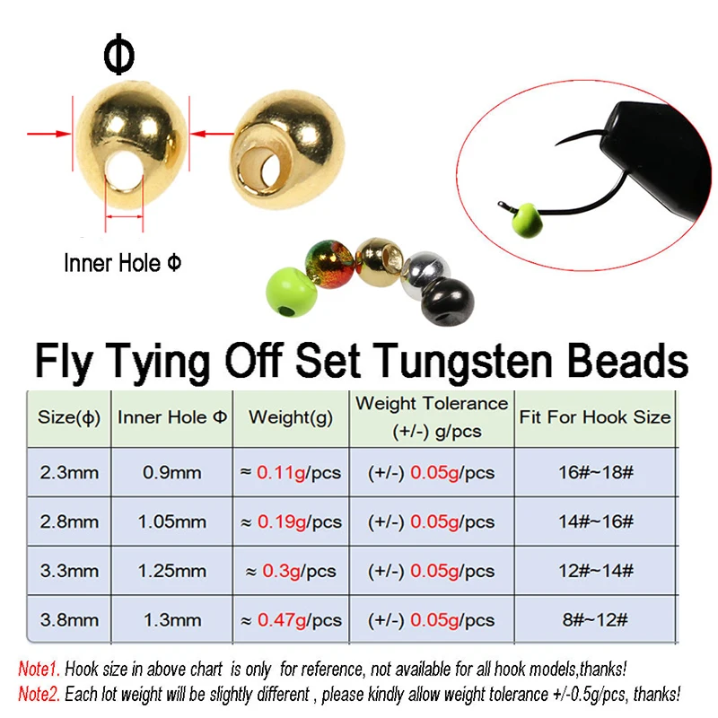 Cuentas de tungsteno compensadas para atar ninfas y moscas - imagen 5
