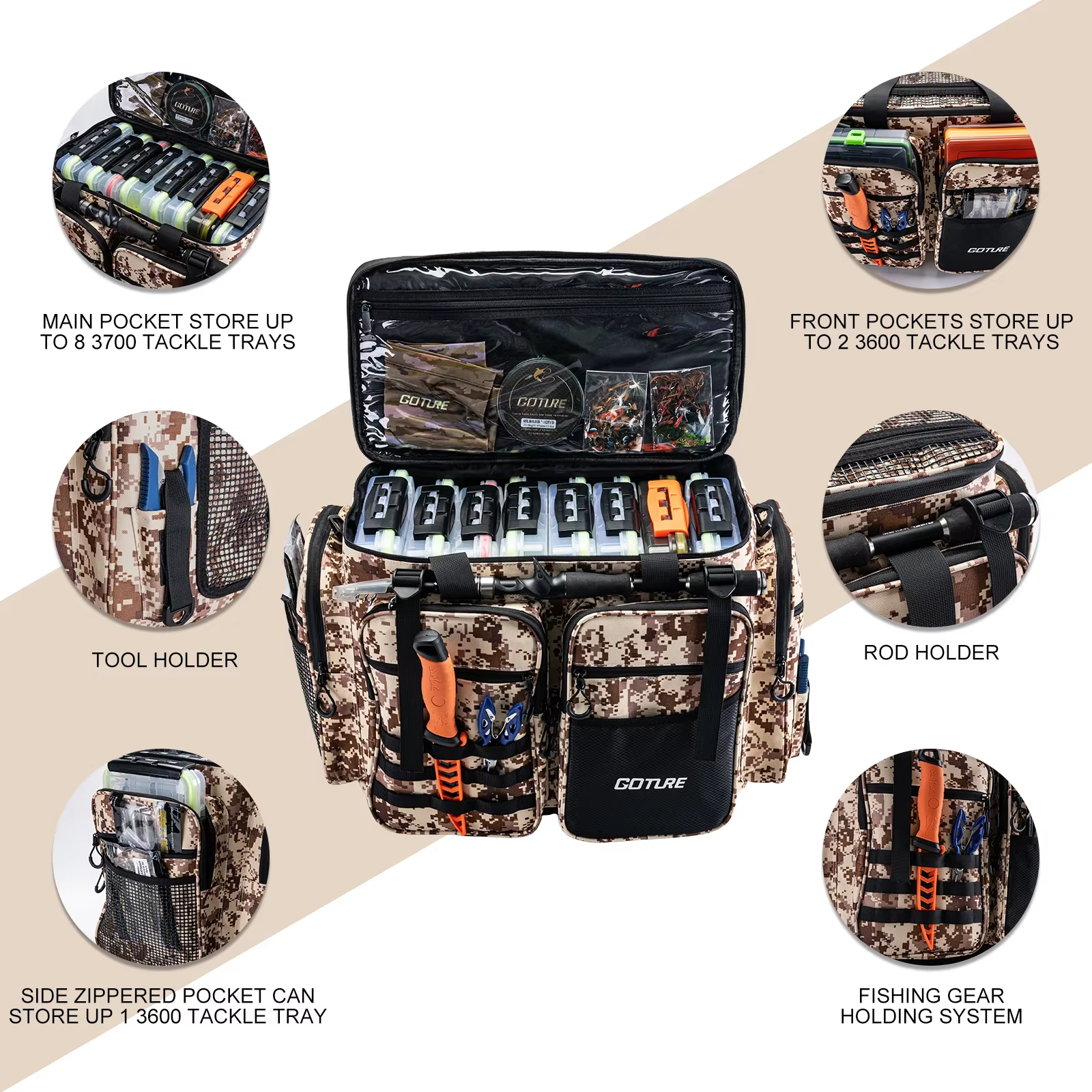 Bolsa impermeable Goture 65L para señuelos con base EVA - imagen 3