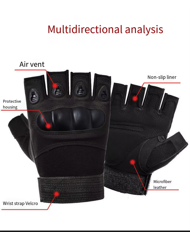 Detalle de guantes tácticos para exteriores