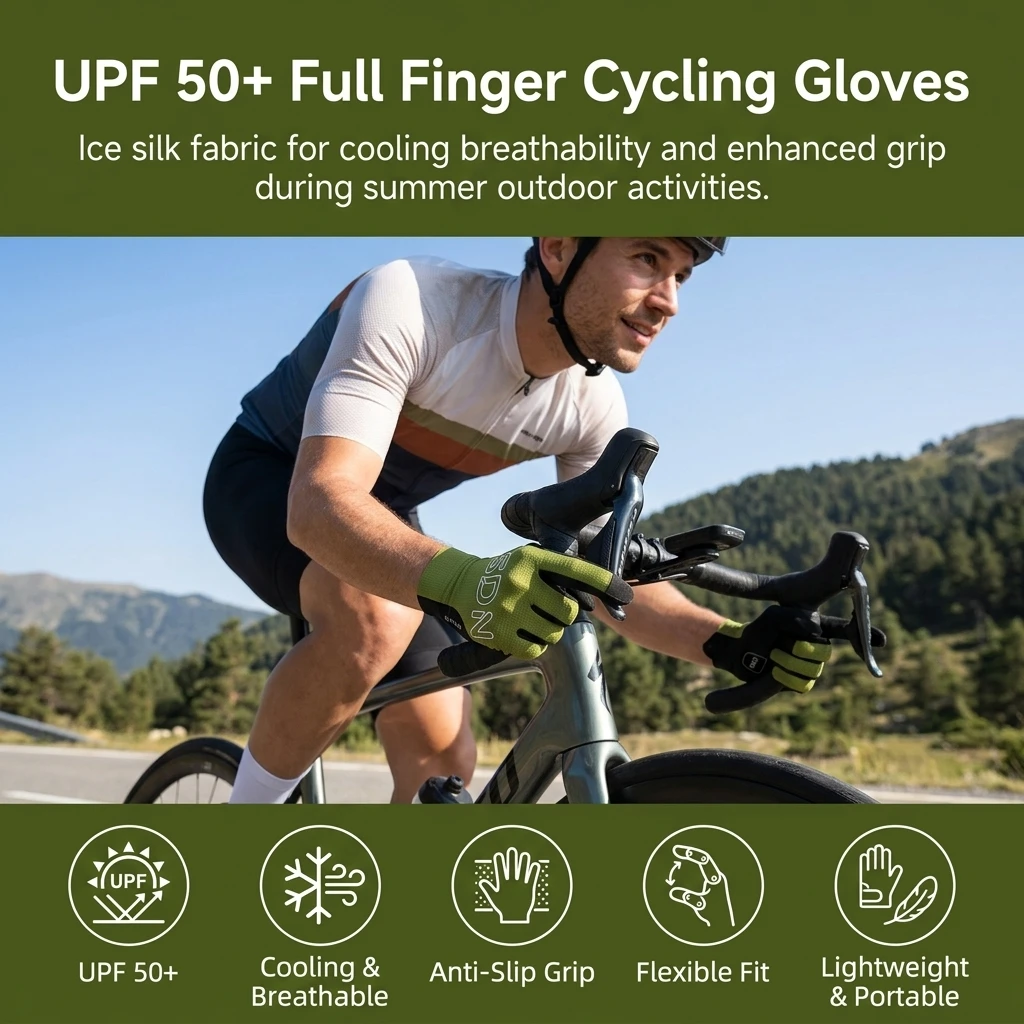 Guantes de ciclismo de verano con protección solar y antideslizantes - imagen 5