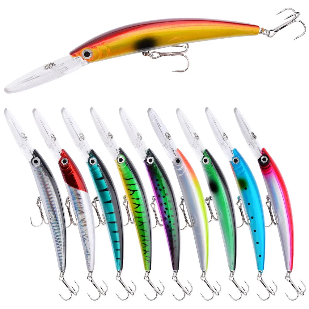 Señuelo minnow plástico duro con anzuelos, lance largo - imagen 3