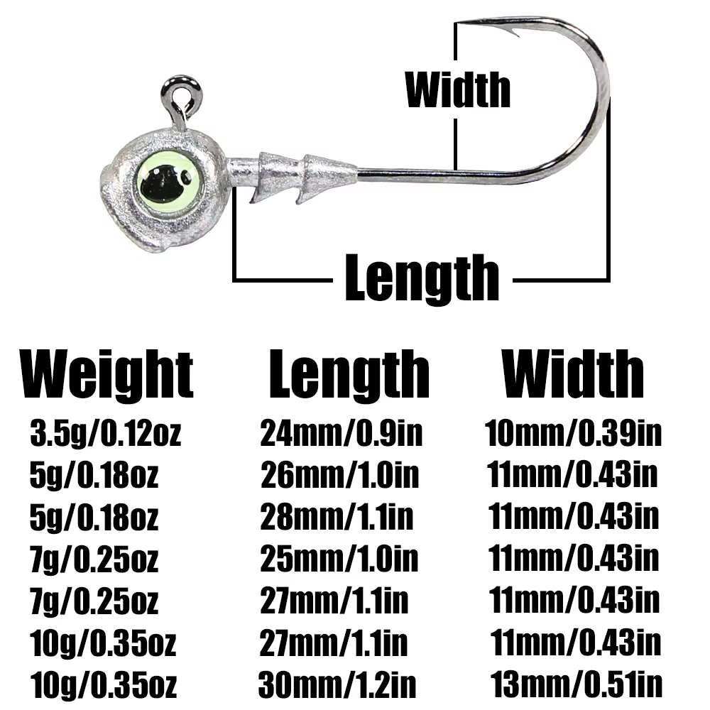 BU Jig Head con ojos luminosos para gusano - alta resistencia - imagen 2