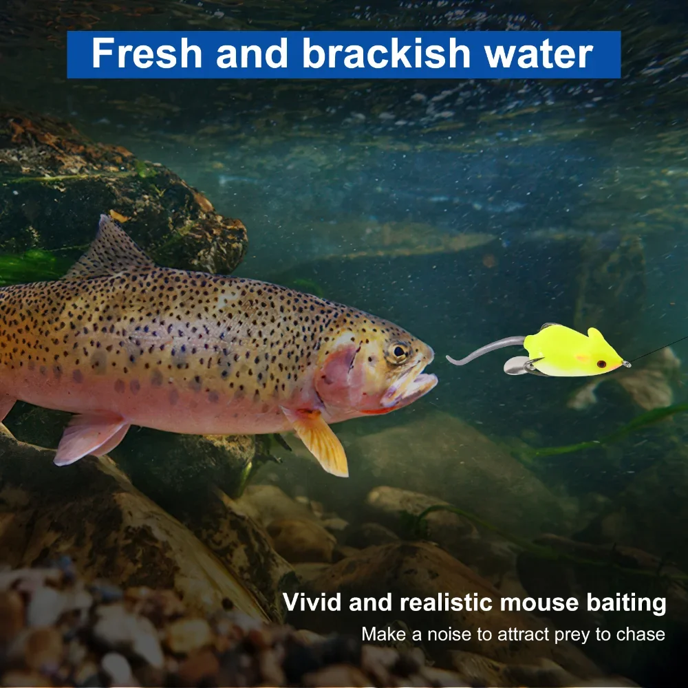 Goture Swimbait Topwater ratón – Señuelo 3D para lubina y trucha - imagen 5